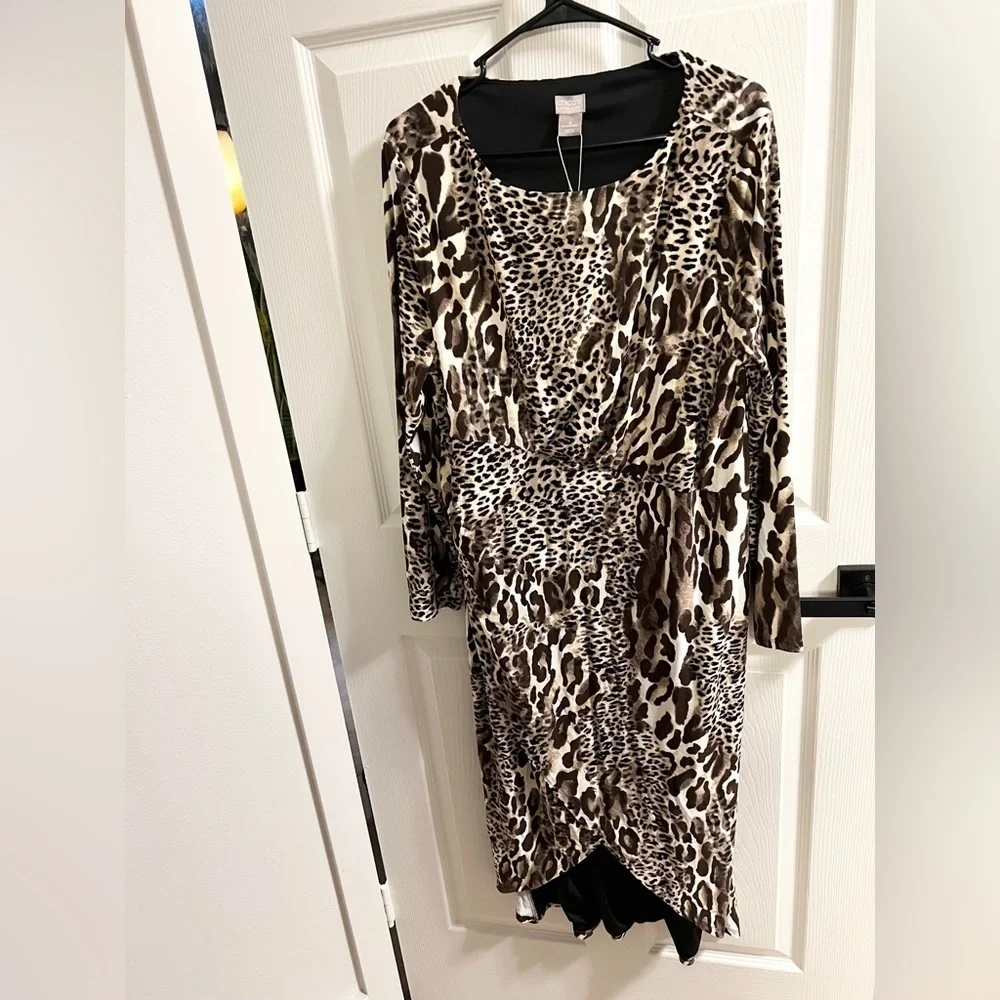 NWT Chico’s Black Label Animal Wrap Dress size XL 3